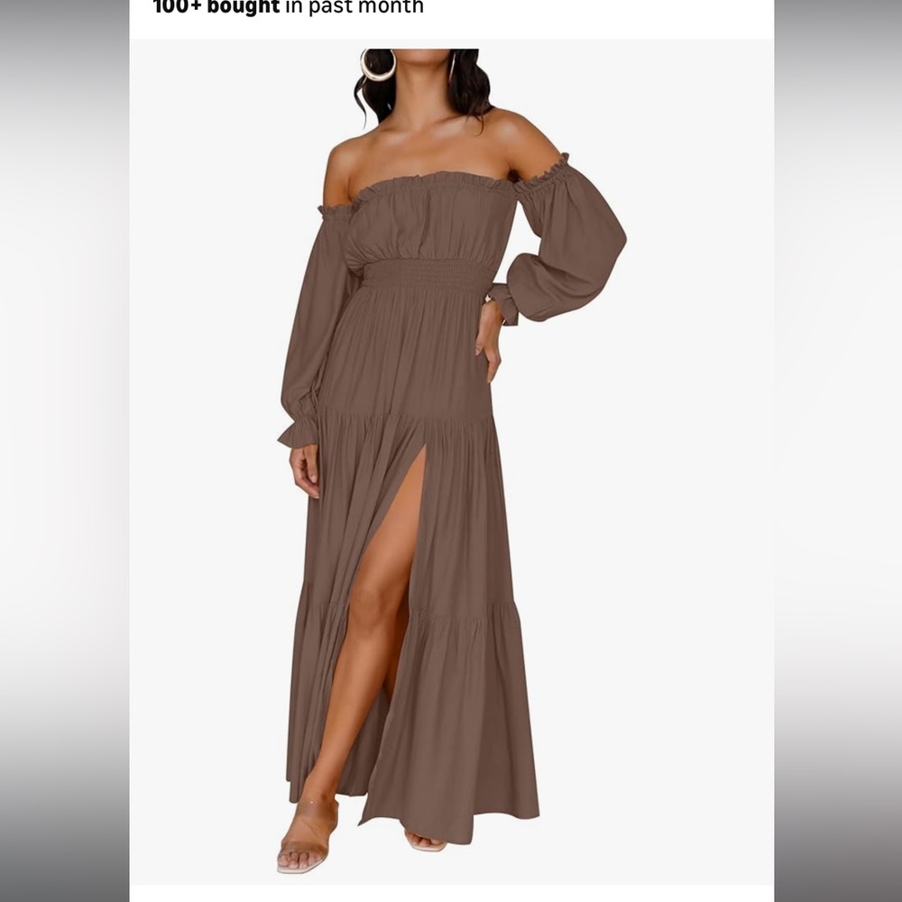 Elegant Mauve Off-Shoulder Dress